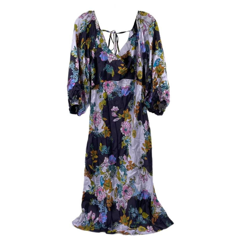 Anthropologie Purple Green Floral Midi Dress | Womens M